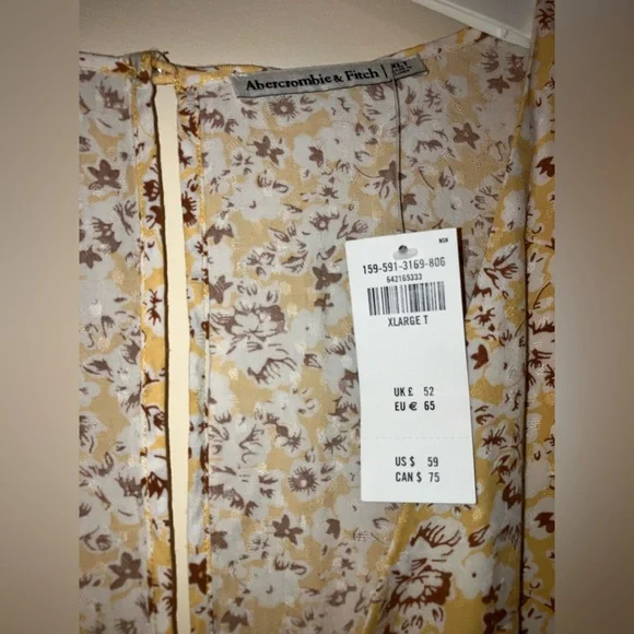 Abercrombie & Fitch Yellow Floral Sundress w/ pockets Size XLarge NWT - Picture 2 of 7